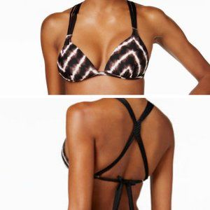 Hula Honey swimsuit brown black tie dye push up bikini top